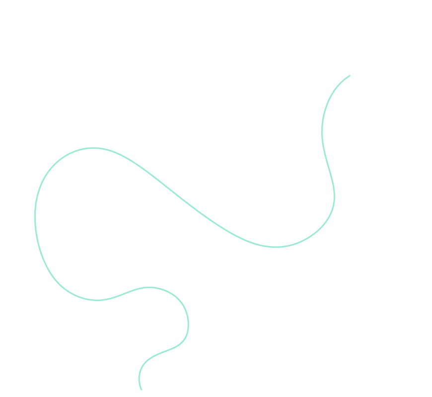 Decorative teal curved line winding across a black background; no meaningful content